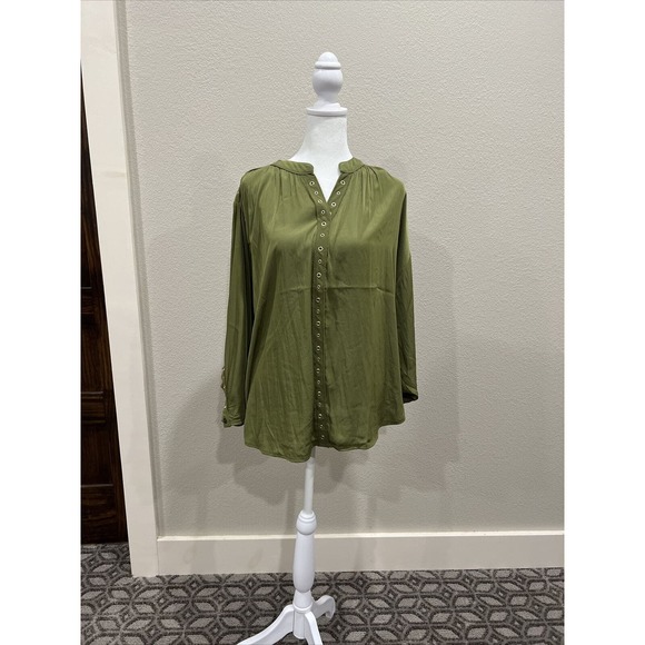 Chico Top Women’s To Green‎ Gold Accents Blouse - Picture 1 of 13